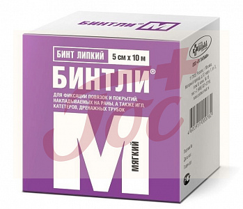 Бинт Бинтли-М липкий неткан мягкий 5смх10м